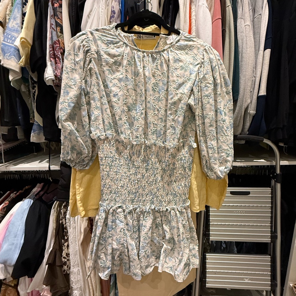 Floral Smocked Dress with Puff Sleeves